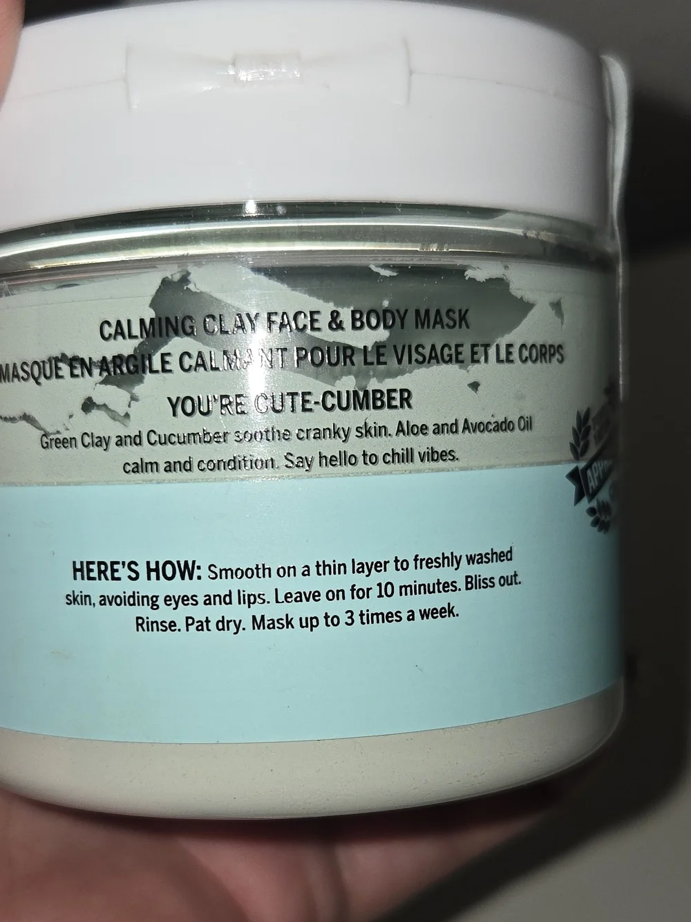 PINK Victoria's Secret Chill Out Calming Clay Mask - Pale Aqua & White